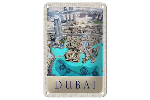 Blechschild Reise 12x18cm Aussicht auf Dubai Hochhaus Meer Schild