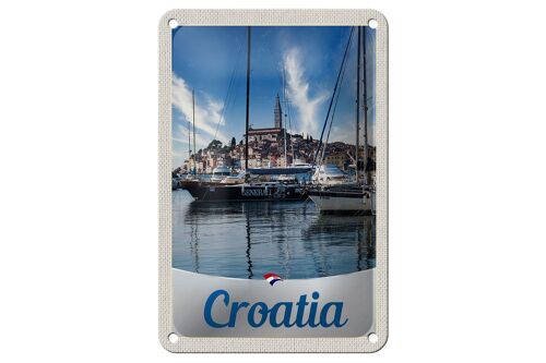 Blechschild Reise 12x18cm Kroatien Yacht Stadt Meer Urlaub Schild
