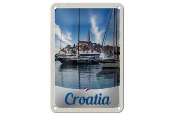 Panneau de voyage en étain 12x18cm, panneau de vacances en mer, Yacht, ville, croatie 1