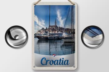 Panneau de voyage en étain 12x18cm, panneau de vacances en mer, Yacht, ville, croatie 2