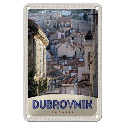 Blechschild Reise 12x18cm Blick auf Dubrovnik Kroatien Stadt Schild