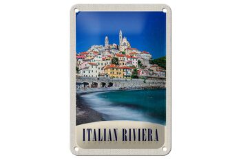Panneau de voyage en étain, 12x18cm, italie, Riviera, ville, plage, vagues 1