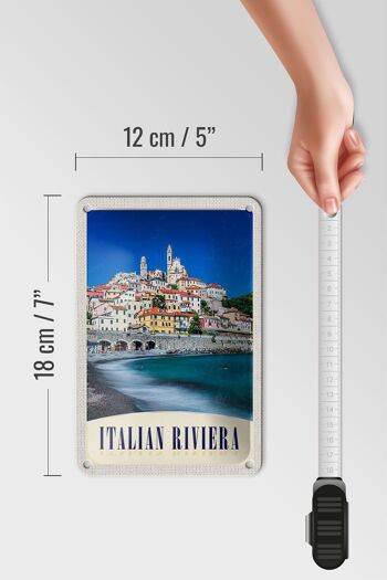 Panneau de voyage en étain, 12x18cm, italie, Riviera, ville, plage, vagues 5