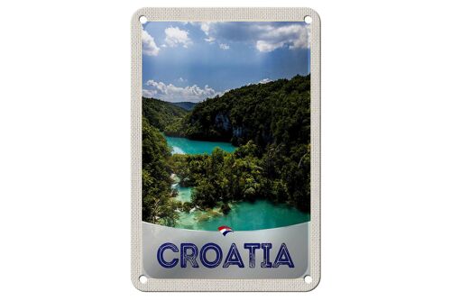 Blechschild Reise 12x18cm Kroatien Meer Natur Urlaub Berge Schild