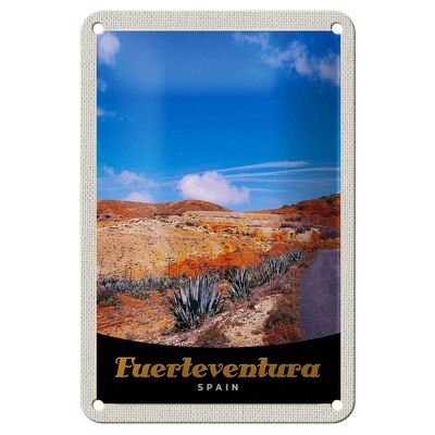 Cartel de chapa de viaje, 12x18cm, Fuerteventura, España, cartel de montañas del desierto