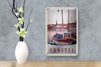Panneau de voyage en étain, 12x18cm, bateau croatie, ville, mer, vacances 4