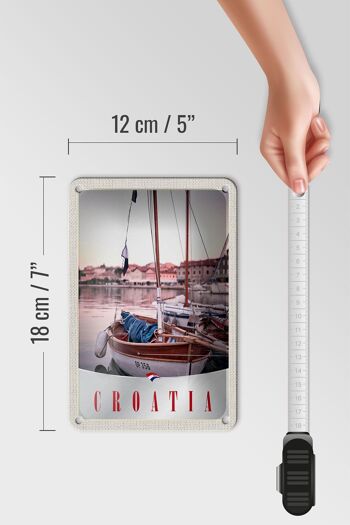 Panneau de voyage en étain, 12x18cm, bateau croatie, ville, mer, vacances 5