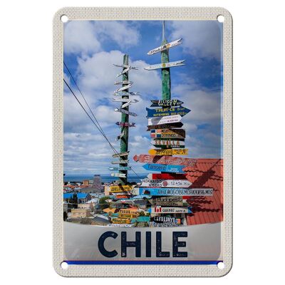 Blechschild Reise 12x18cm Chile Meer Strand Weg Schild Dekoration