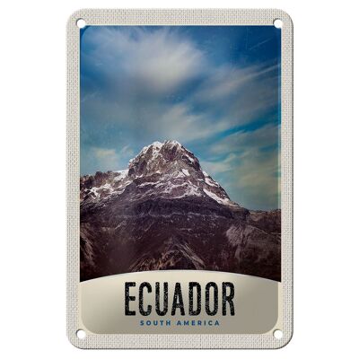 Targa in metallo da viaggio 12x18 cm Ecuador Sud America Montagne Neve