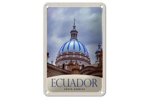 Blechschild Reise 12x18cm Ecuador Süd Amerika Kirche Stadt Schild