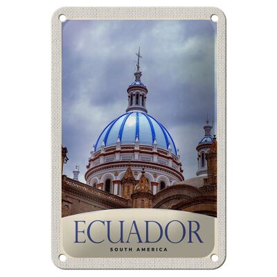 Cartel de chapa de viaje, 12x18cm, Ecuador, Sudamérica, iglesia, ciudad