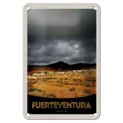 Panneau de voyage en étain, 12x18cm, Fuerteventura, espagne, montagnes du désert