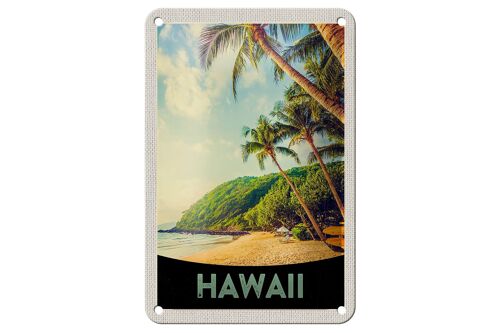 Blechschild Reise 12x18cm Hawaii Insel Strand Palmen Sonne Schild