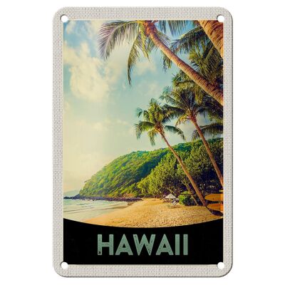 Letrero de hojalata para viaje, 12x18cm, isla hawaiana, playa, palmeras, letrero solar
