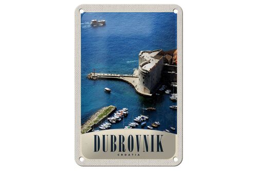 Blechschild Reise 12x18cm Dubrovnik Kroatien Meer Turm Dekoration