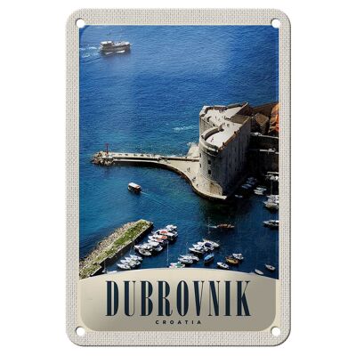 Blechschild Reise 12x18cm Dubrovnik Kroatien Meer Turm Dekoration