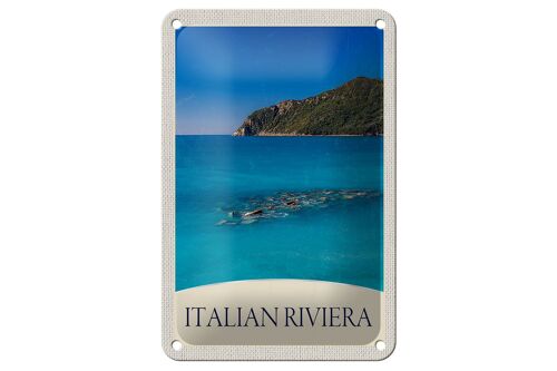Blechschild Reise 12x18cm Italien Riviera Strand blau Meer Schild