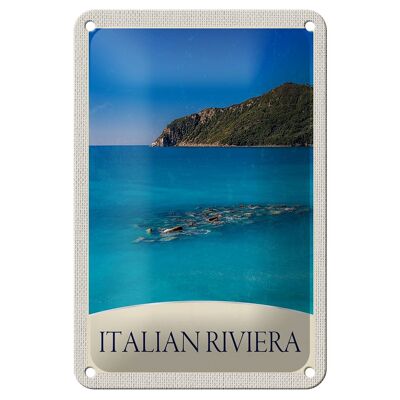 Cartel de chapa de viaje, 12x18cm, Italia, Riviera Beach, Mar Azul