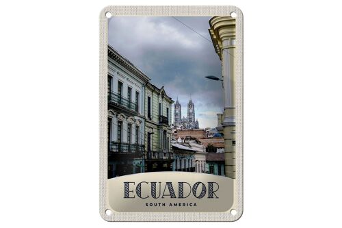 Blechschild Reise 12x18cm Ecuador Süd Amerika Stadt Kirche Schild