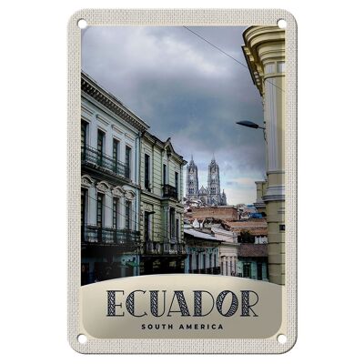 Cartel de chapa de viaje, 12x18cm, señal de Iglesia de la ciudad de Ecuador, América del Sur