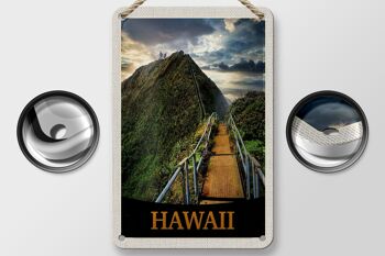Panneau de voyage en étain, 12x18cm, île hawaïenne, plage, palmiers, panneau naturel 2