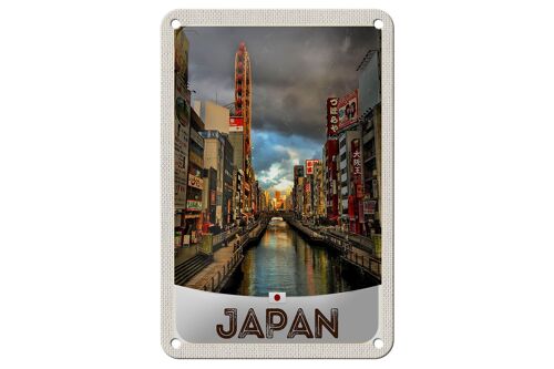 Blechschild Reise 12x18cm Japan Asien Fluss Stadt Urlaub Dekoration