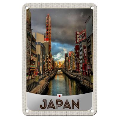 Letrero de hojalata para viaje, decoración navideña de 12x18cm, Japón, Asia, río, ciudad