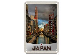 Signe de voyage en étain 12x18cm, décoration de vacances, ville de rivière, japon, asie 1