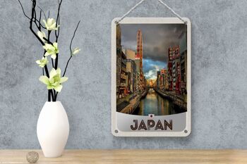 Signe de voyage en étain 12x18cm, décoration de vacances, ville de rivière, japon, asie 4