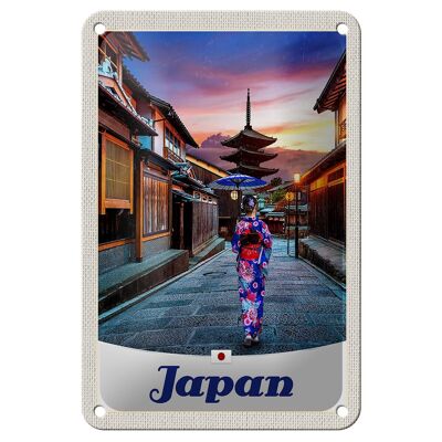 Targa in metallo da viaggio 12x18 cm Giappone Asia Tradizione donna giapponese