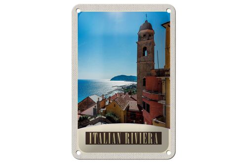 Blechschild Reise 12x18cm Italien Riviera Meer Stadt Strand Schild