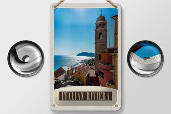 Panneau de voyage en étain, 12x18cm, italie, Riviera, mer, ville, plage 2
