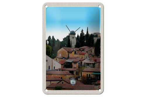 Blechschild Reise 12x18cm Israel Stadt Windmühle Natur Dekoration