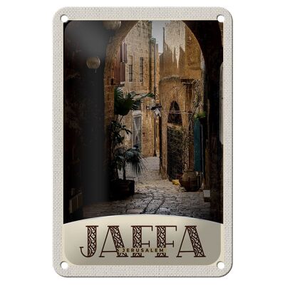 Blechschild Reise 12x18cm Jaffa Jerusalem Israel Stadt Weg Schild