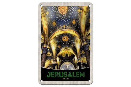 Blechschild Reise 12x18cm Jerusalem Israel Tempel innen Dekoration