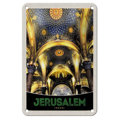 Cartel de chapa de viaje, decoración interior del templo de Jerusalén, Israel, 12x18cm