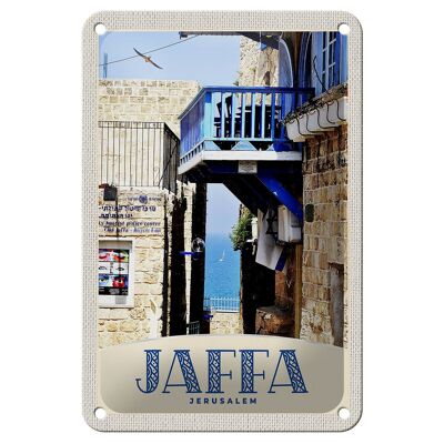Blechschild Reise 12x18cm Jaffa Jerusalem Israel Stadt Meer Schild