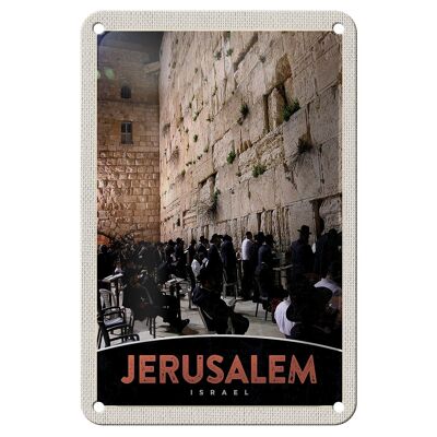 Blechschild Reise 12x18cm Jerusalem Israel Gebet beten Dekoration
