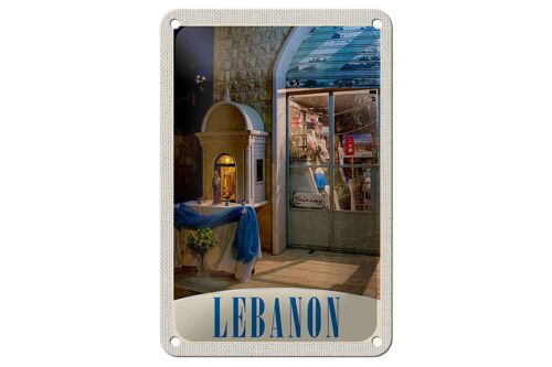 Blechschild Reise 12x18cm Libanon Afrika Christen Kreuz Dekoration