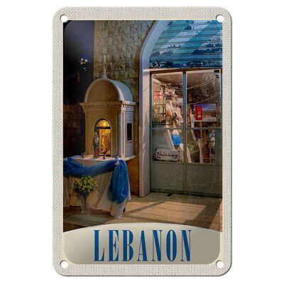Cartel de chapa de viaje, decoración de cruz cristiana de Líbano, África, 12x18cm