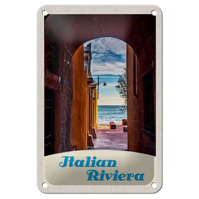 Targa in metallo da viaggio 12x18 cm Italia Riviera Beach Sea Vacation Sign