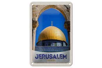 Signe de voyage en étain 12x18cm, panneau de vacances en or du Temple de jérusalem et d'israël 1