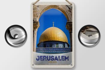 Signe de voyage en étain 12x18cm, panneau de vacances en or du Temple de jérusalem et d'israël 2