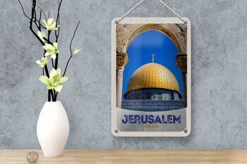 Signe de voyage en étain 12x18cm, panneau de vacances en or du Temple de jérusalem et d'israël 4