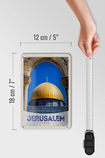 Signe de voyage en étain 12x18cm, panneau de vacances en or du Temple de jérusalem et d'israël 5