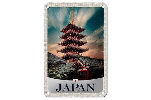 Blechschild Reise 12x18cm Japan Asien traditionelles Gebäude Schild