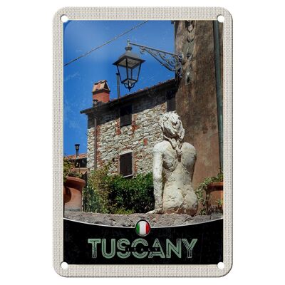 Tin sign travel 12x18cm Tuscany Italy female sculpture decoration