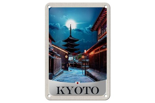 Blechschild Reise 12x18cm Kyoto Japan Innenstadt Abend Dekoration