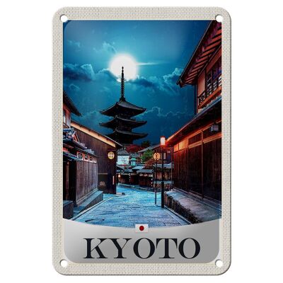 Cartel de chapa de viaje, decoración nocturna del centro de Kioto, Japón, 12x18cm