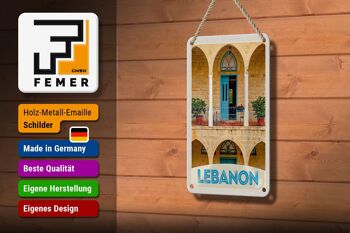 Panneau de voyage en étain 12x18cm, bâtiment du liban, porte bleue, signe de vacances 3